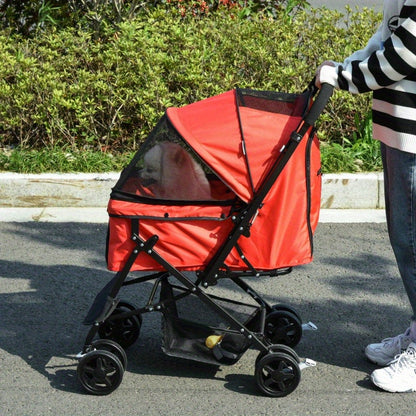Dierenwagen – Huisdierwagen – Hondenbuggy – Kattenwagen – Dierenbuggy – Stevig IJzeren Frame – All-Terrain Wielen – Lichtgewicht Inklapbaar – Veiligheidsriem – 76x52x95cm