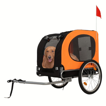 Fietskar Hond – Hondenfietskar – Hondenkar – Hondenbuggy – Fietsaanhanger – Draagvermogen 39,92 kg – Waterafstotend 600D Oxford Met Luchtbanden 40,64 cm – Opvouwbaar Met Universele Koppeling