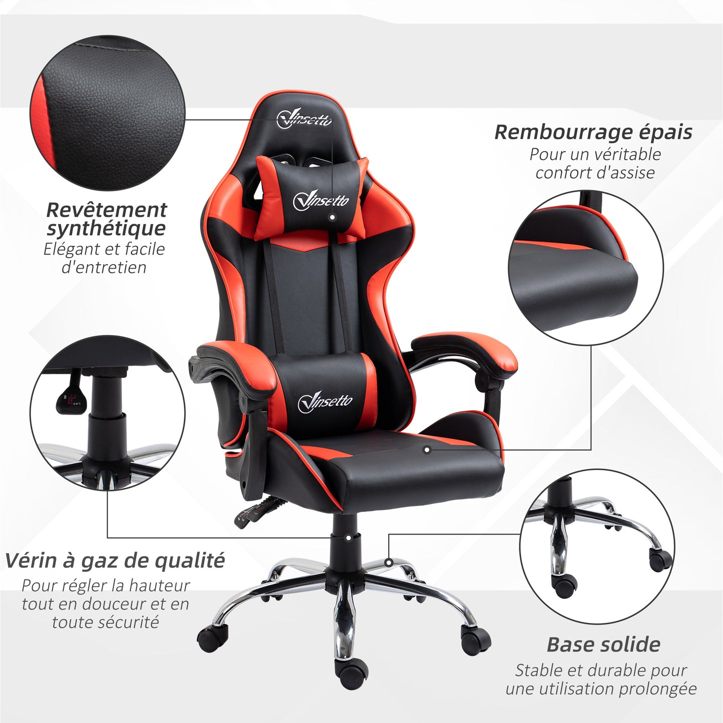 Gamingstoel – Bureaustoel – Gamerstoel – Office Chair – Werkstoel – Verstelbare Hoogte – Ergonomische Hoofdsteun – Zwart