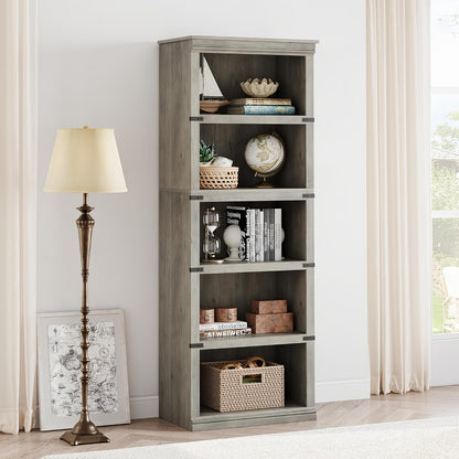 Boekenkast – Boekenrek – Opbergkast – Vakkenkast – Wandkast – 171,2 cm Hoog – Landelijke Stijl Met Achterwand