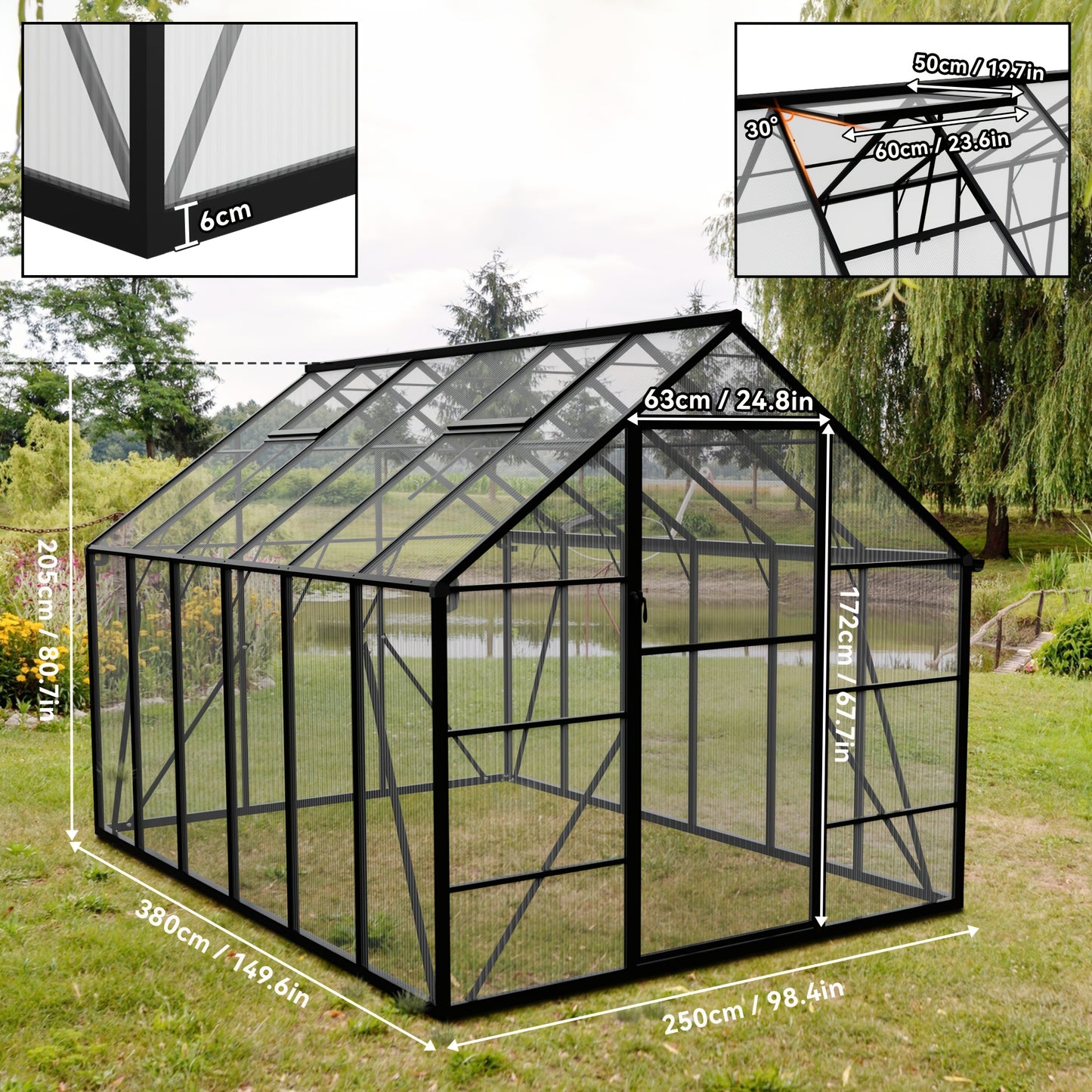 Tuinkas – Broeikas – Kweekkas – Serre – Foliekas – Aluminium Frame – Tunnel Deur – Stevig en Duurzaam – Eenvoudig Montage Zonder Gereedschap