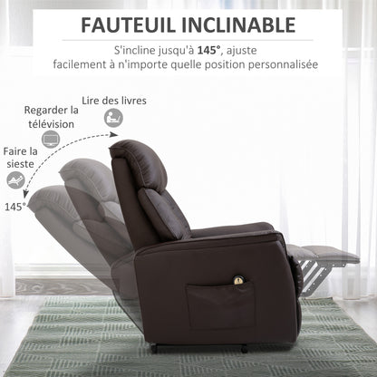 Sta-op-stoel – Liftfauteuil – Relaxstoel – Elektrische Fauteuil – Verstelbare Rugleuning – 150 kg Draaggewicht – Afstandsbediening – Bruin Kunstleer