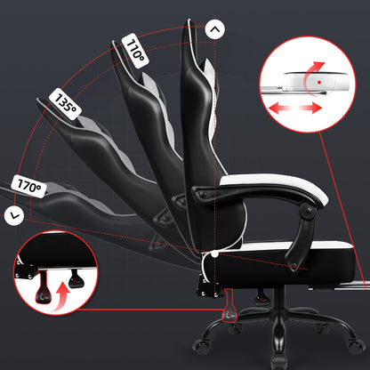 Gamingstoel – Gamestoel – Bureaustoel – Gaming Chair – Game Stoel – Ergonomisch Design – Verstelbare Rugleuning met Voetensteun