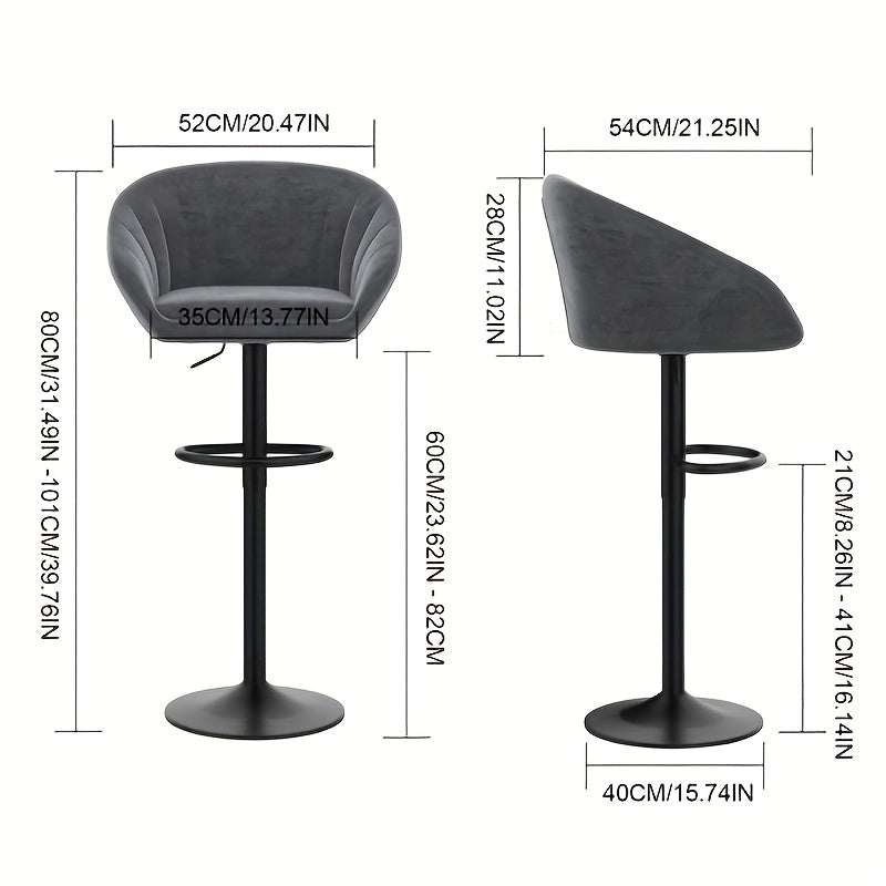 Barstoel – Barkruk – Barstoelset – Keukenstoel – Barkrukken – Verstelbaar – Draaibaar – Velvet Zitting – Met Metalen Frame