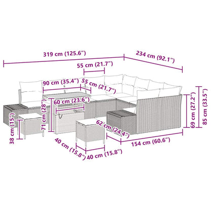 Tuinbank – Buitenbank – Loungeset – Tuinmeubel – Balkonbank – Ruimte voor 5 Personen – Weerbestendig Poly Rattan Met Staal - Beige/Lichtgrijs
