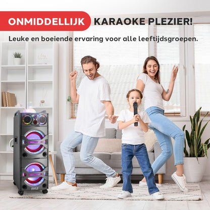 Bluetooth Speaker – Draagbare Speaker – Party Speaker – Bluetooth Speaker Met Wielen – Karaoke Speaker – 2000W Krachtig Geluid – Microfooninput & Disco Verlichting