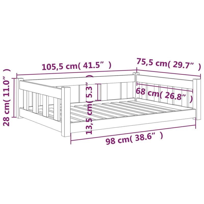 Hondenmand Extra Groot – Hondenbed XXL – Hondenkussen Groot – Donutmand Groot – Hondenbank Medium – Massief Dennenhouten Constructie – Orthopedisch Comfort – 105,5x75,5x28 cm – Wit Rechthoekig Design – Duurzaam en Stevig