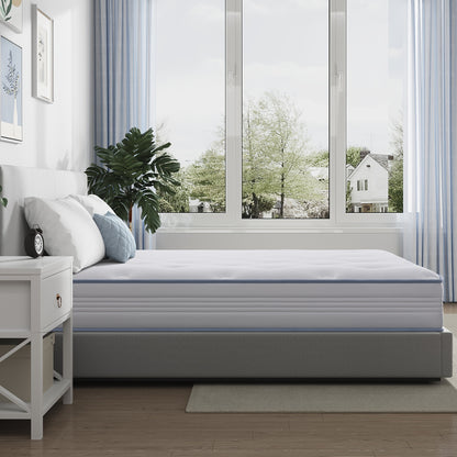 Hybride Matras – Memory Foam Matras – Pocketvering Matras – Koudschuim Matras – 7-Zones Matras – 22 cm Dikte – Koelend Gel & Europese Pillowtop