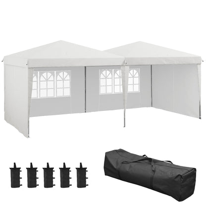 Partytent – Tuinpaviljoen – Paviljoen – Tuinentent – Easy-up Tent – 6x3 Meter – Verstelbare Hoogte – Waterdicht Oxford Doek – Met Zijwanden – Draagtas met Wieltjes