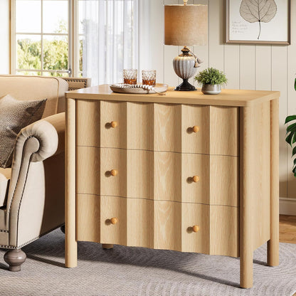 Nachtkastje – Bedside Table – Nachtkast – Bijzettafel – Opbergkast – 3 Lades – Licht Eikenhout – 80x40x75 cm – Compact En Stijlvol