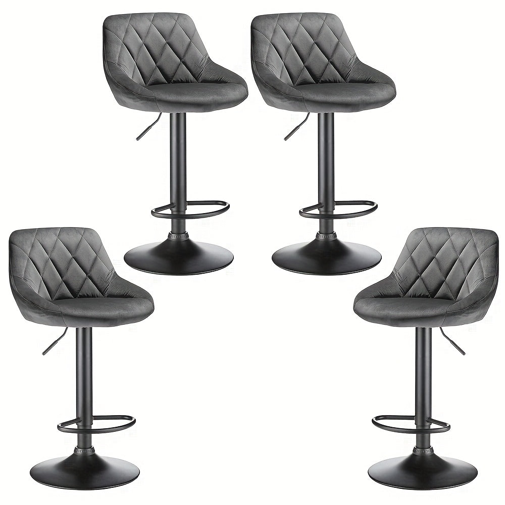 Barstoel – Barkruk – Barstoel Kruk – Barkrukken – Barstoelen – Set Van 4 – Fluwelen Bekleding – Draaibaar Metalen Onderstel