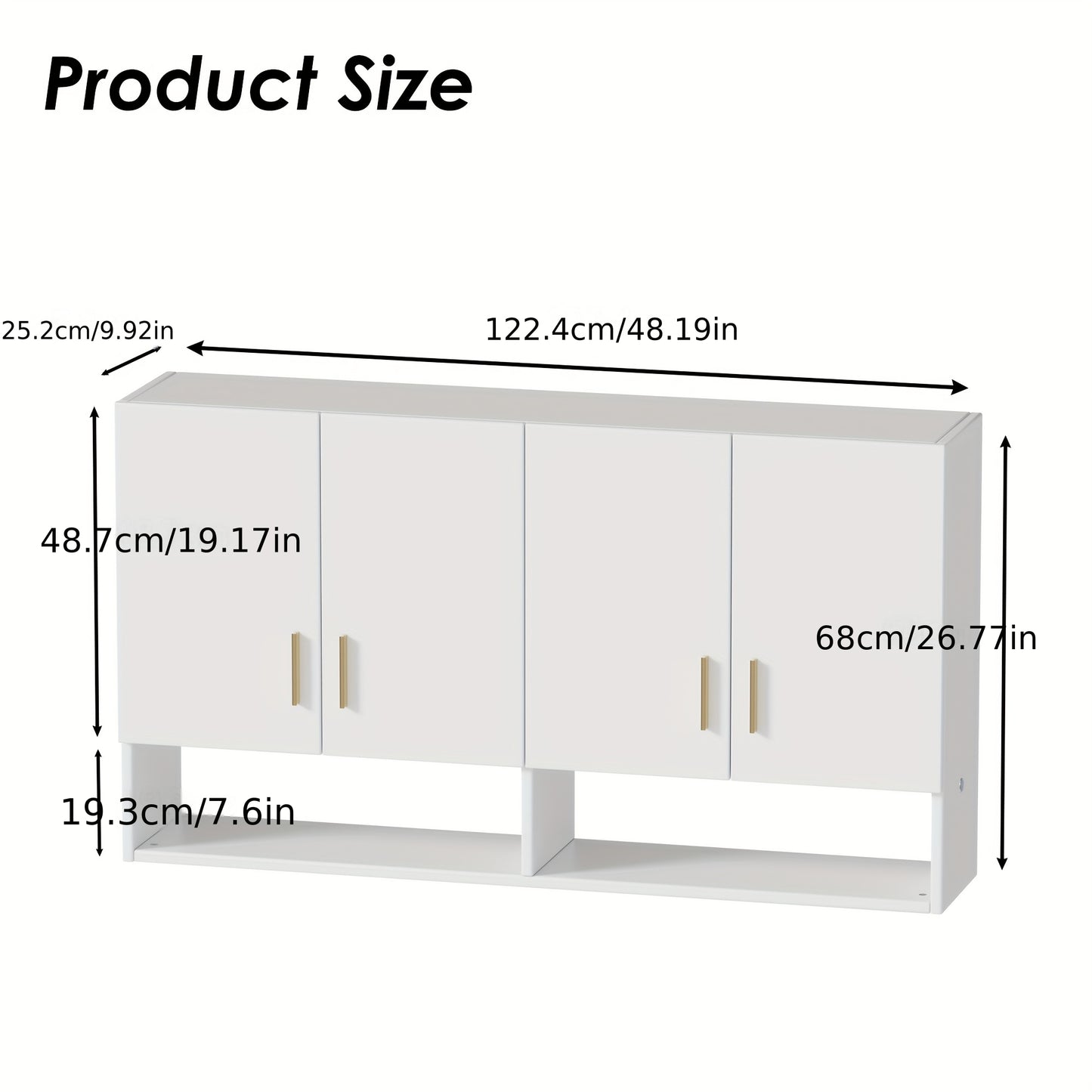 Wandkast – Keukenkast – Opbergkast – Badkamerkast – Bijkeukenkast – Wit – 3 Planken & 2 Deuren – Compact & Vochtbestendig
