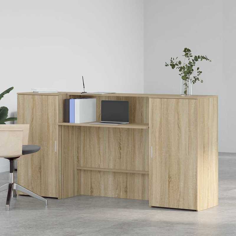 Balie – Receptiebalie – Toonbank – Bureaubalie – Winkelttoonbank – Sonoma Eiken – Houtmateriaal – Ruime Werkplek – Duurzaam Design