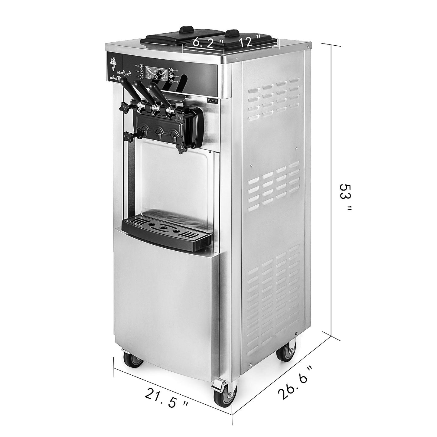 Softijs Machine – IJsautomaat – Softijsmaker – IJsapparaat – IJs Machine – 6 Liter Per Bak – 2200 Watt Compressor