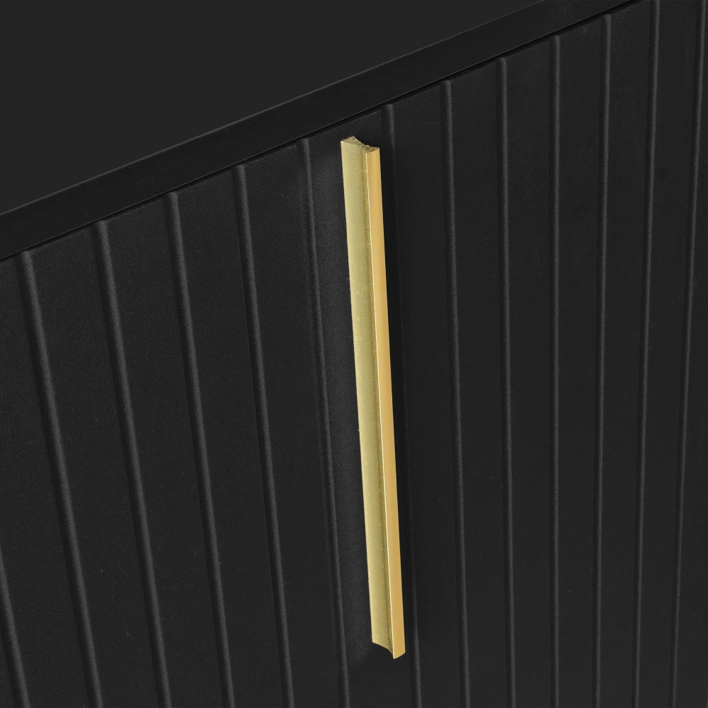 Dressoir – Opbergkast – Buffetkast – Ladekast – Wandkast – Donkergrijs Met Gouden Accenten – U-vormige Deuren Met Verstelbare Planken