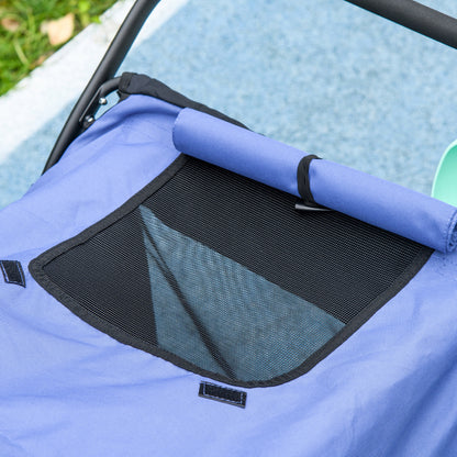Opvouwbare Hondenwagen – Hondenbuggy – Hondentrolley – Hondenkar – Hondenbuggy – Comfortabel Ligkussen – Stevig Stalen Frame – Blauw/Zwart