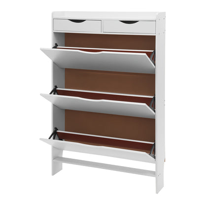 Schoenenkast – Schoenenrek – Schoenenopberger – Opbergkast – Schoenenmeubel – Modern Wit – MDF Materiaal – Flip-Laden Design – Ruimte voor 13+ Paar Schoenen – Muurbevestiging Mogelijk