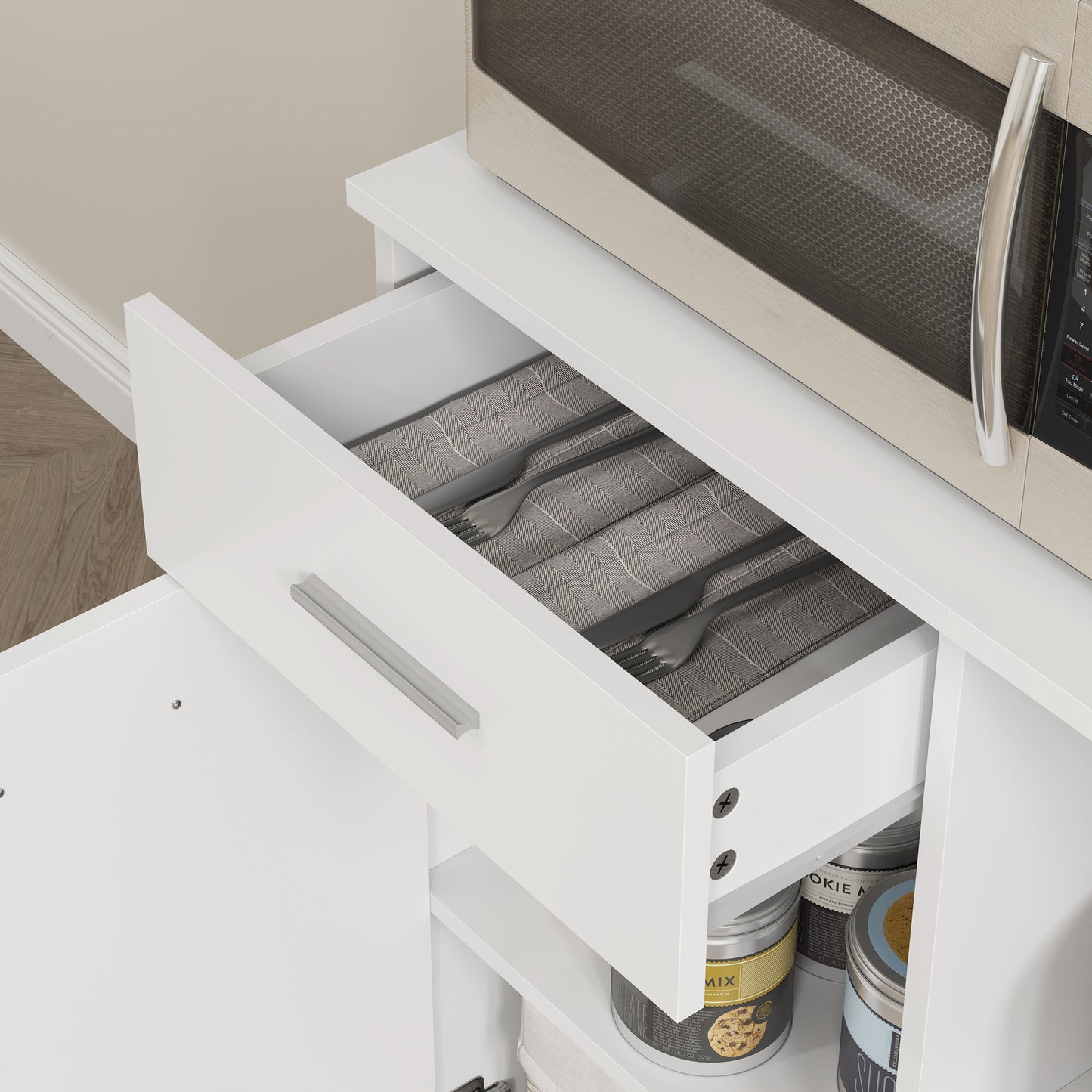Keukenkastje – Hoge Kast – Opbergkast – Buffetkast – Dressoirkast – Soft-Close Deuren – Verstelbare Planken – Wit 80x35x180 cm