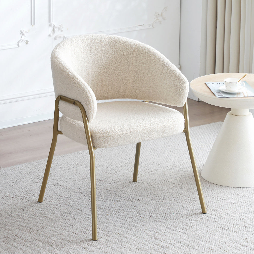 Eetkamerstoelen – Dining Stoelen – Keukenstoelen – Kantoorstoelen – Set van 2 Wit met Gouden Accenten – Stevige Metalen Poten – Gemakkelijk Schoon Te Maken