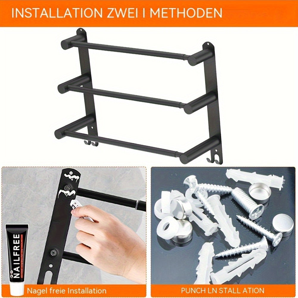 Uittrekbare Handdoekhouder – Handdoekrek – Wandhanddoekhouder – Handdoekstang – Badhanddoekhouder – Verstelbaar 43-75 cm – Matzwart RVS