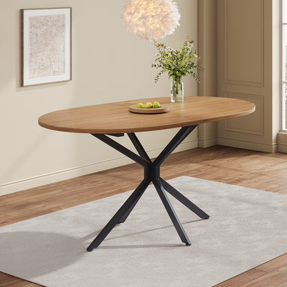 Modern Minimalist Dining Table - Oval Shape Seats 4-6 People, Sturdy Metal Legs, Space-Saving Design for Small Dining Rooms & Open Layouts, Easy Assembly Required - Ideal for Modern Homes & Apartments