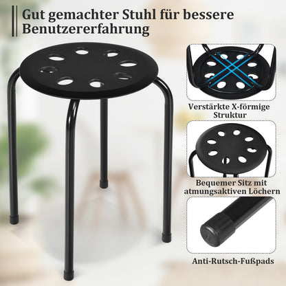 Kruk – Krukje – Zitkruk – Bijzetkruk – Stapelbare metalen krukken – Set van 6 – 44,5 cm Hoogte – Gekleurd assortiment