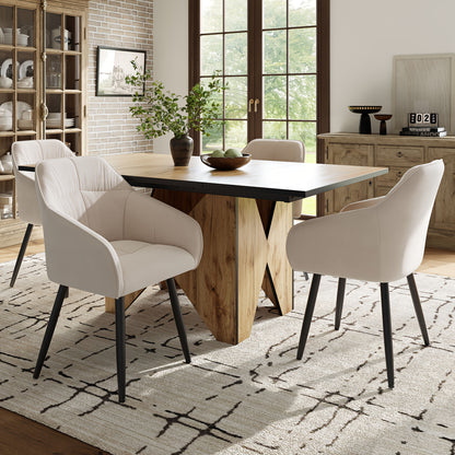 Eettafel – Tafel – Keukentafel – Bistrotafel – Eetkamertafel – Modern Design – Houtkleur Bruin – 138,5x80x75 cm – Geschikt Voor 4-6 Personen – Niet Afneembaar Tafelblad