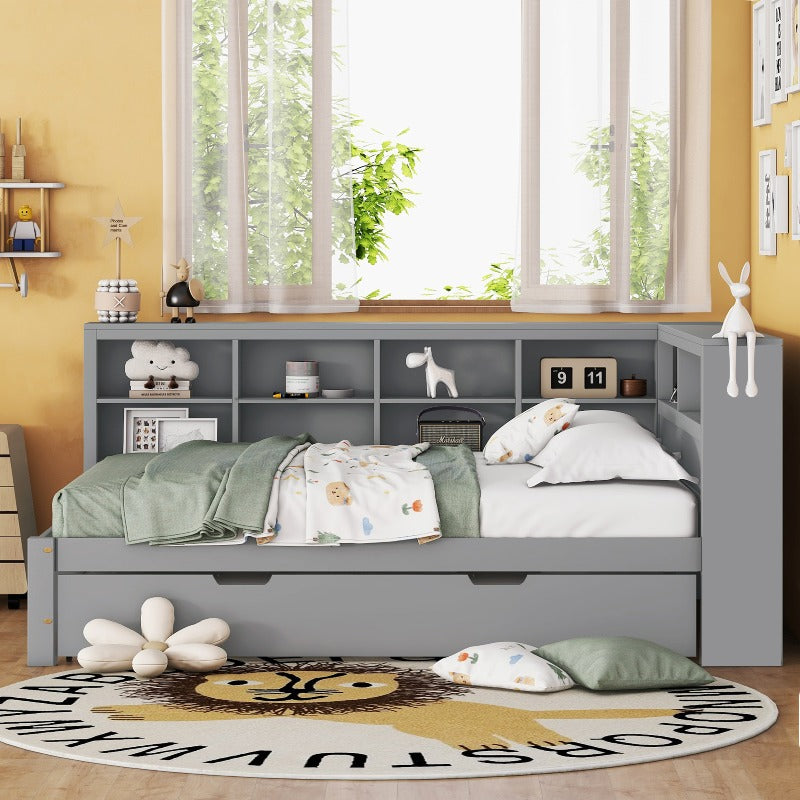 Uitschuifbare Bankbed – Slaapbank – Bedbank – Slaapbank Met Opbergruimte – Zithoek Met Sleeper – Dubbel Bed 140x200cm – Modern Grijs – Ruimtebesparend