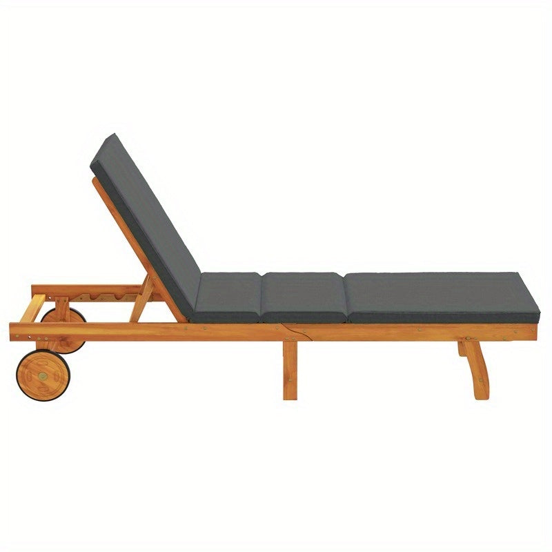 Relaxstoel Outdoor – Tuinstoel Lounge Stoel Ligstoel Tuinmeubel – Ergonomisch Design – Verstelbare Rugleuning – Donkergrijs Kussen – Recycled Houten Frame – Mobiel & Compact