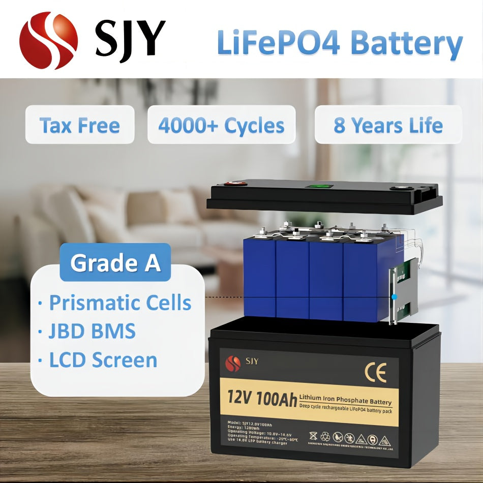 12V 100Ah LiFePO4 batterij – Lithium Accu – Solar Accu – Bootaccu – Camperaccu – 100A BMS Smart Connection – Langdurige Capaciteit en Duurzame Prestaties