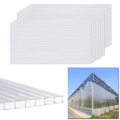 Polycarbonaatplaat – Kunststofplaat – Kasplaat – Dubbelwandig – Kanaalplaat – Transparant – UV-bestendig – 4 mm dik – 605 x 1210 mm – 700 g/m²