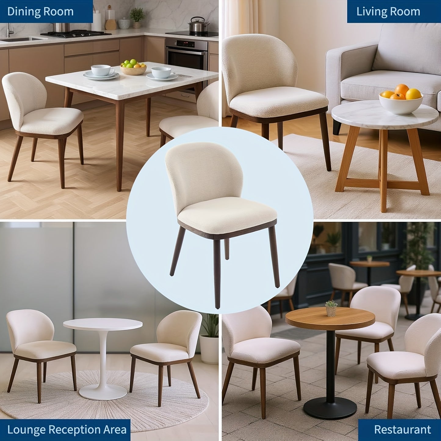 Eetkamerstoel – Stoel – Kuipstoel – Meubel – Keukenstoel – Modern Scandinavisch Design – Ergonomische Rugleuning – Houten Poten 120 kg Draagkracht