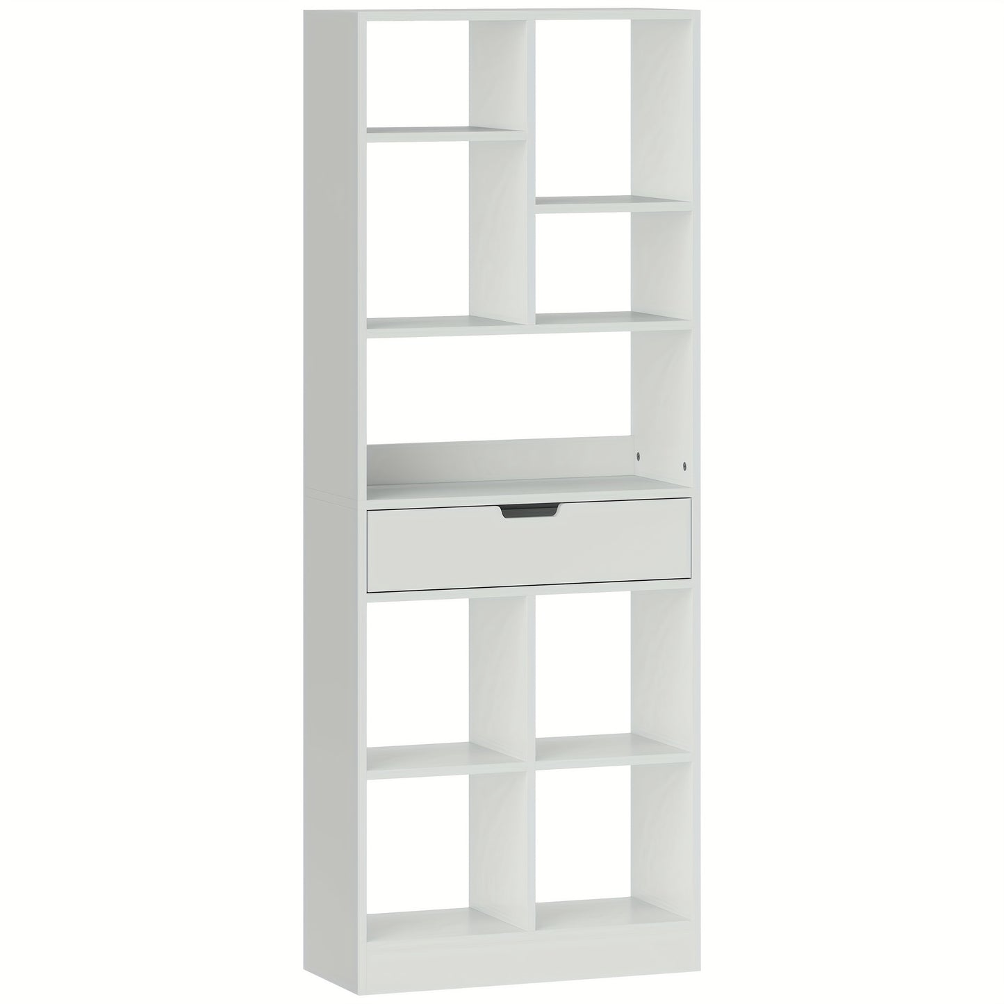 Boekenkast Staande Kast – Boekplank – Opbergkast – Vakkenkast – Ladenkast – Wit – 9 Planken – Anti-Kantelbescherming – 60x26x158 cm – Stevig Metalen Frame