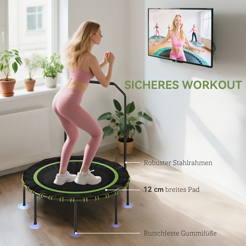 1 Foldable Indoor Fitness Exercise Workout Rebounder | 4-Level Adjustable Foam Handle, Supports Up to 150kg, Green