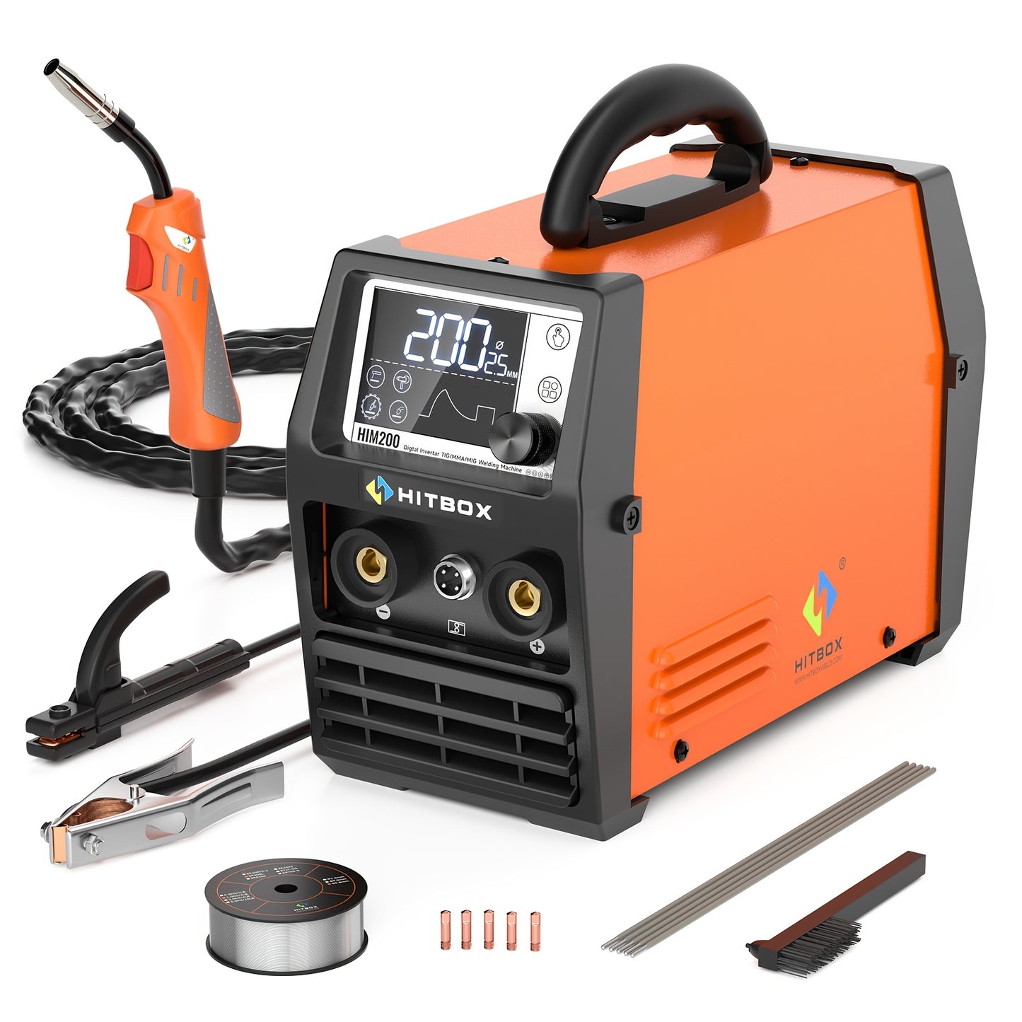 3-in-1 Lasmachine – Mig Lasser – Tig Lasser – MmA Lasapparaat – Draadvoeding Lasser – Geen Gas Nodig – Digitaal Display – 200 Ampère