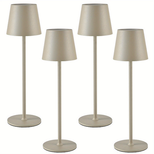Draadloze LED Tafellamp – Tafellamp, Nachtlamp, Bureaulamp, Sfeerverlichting – 4 Stuks Apricot – Touch Bedienig – 7000mAh Oplaadbare Accu