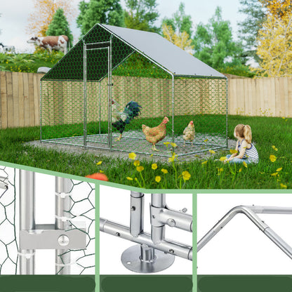 Kippenhok – Kippenren – Dierenren – Buitenhok – Kippenverblijf – Metaal – 3x1,5x2 m – Veiligheidsslot – Waterafstotend PE-doek