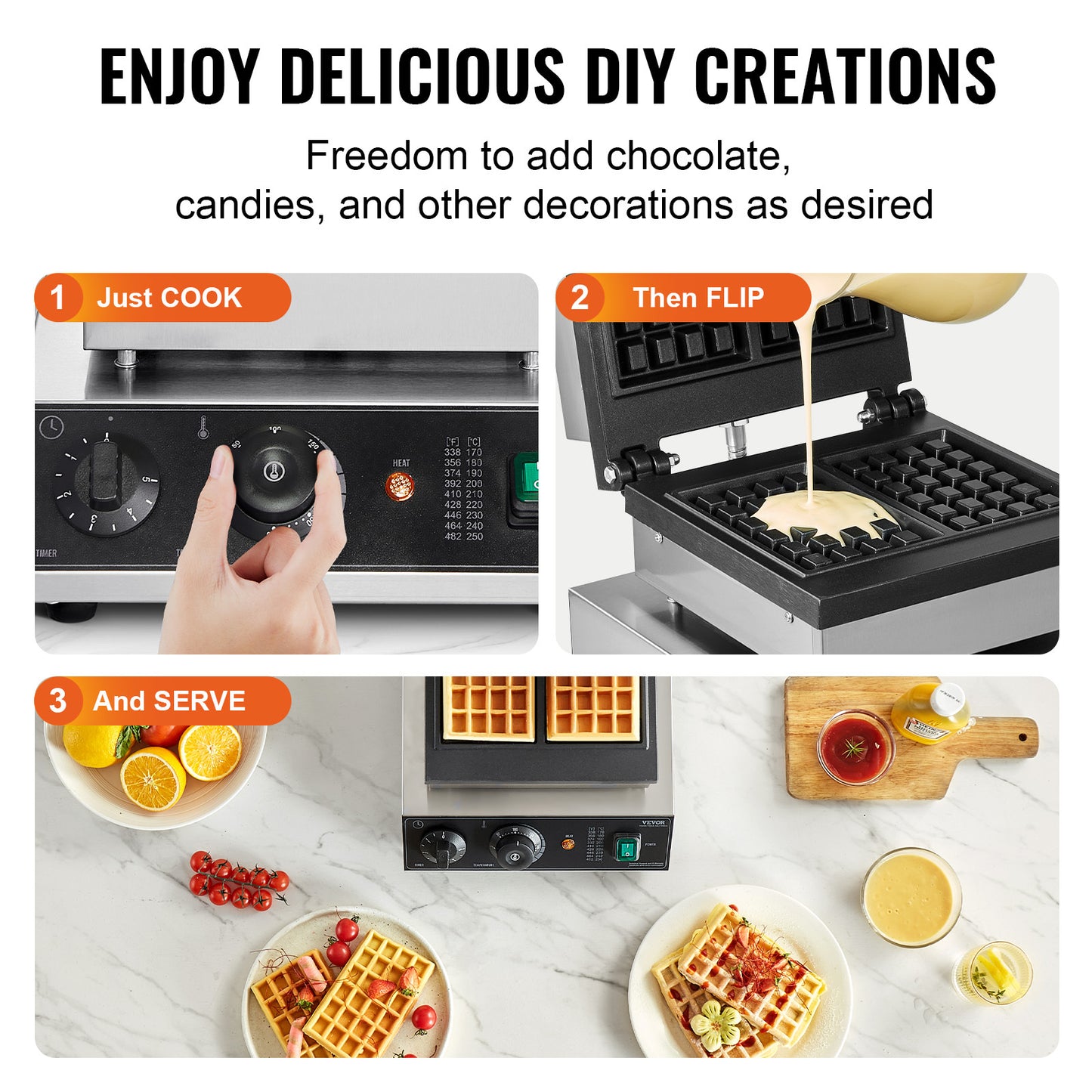 Wafelmaker – Wafelijzer – Wafelapparaat – Wafelmachine – Rechthoekige Wafels – 2000W Vermogen – RVS Behuizing Met Instelbare Temperatuur