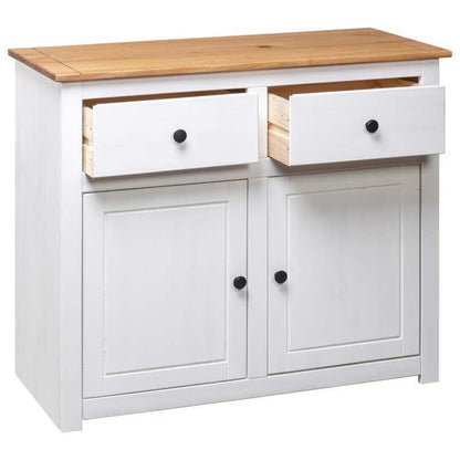 Sideboard – Dressoir – Opbergkast – Kast – Wit – Massief Dennenhout – Verwijderbare Opbergboxen – 93x40x80 cm – Praktisch & Stijlvol