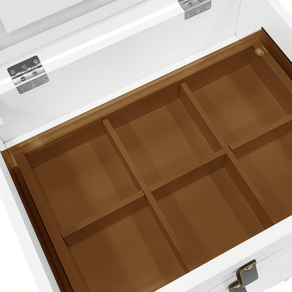 Opbergkruk – Opbergstoel – Nachtkastje – Kaptafel – Zitkruk – Wit – Bamboe – Ingebouwde Spiegel – Compact Design