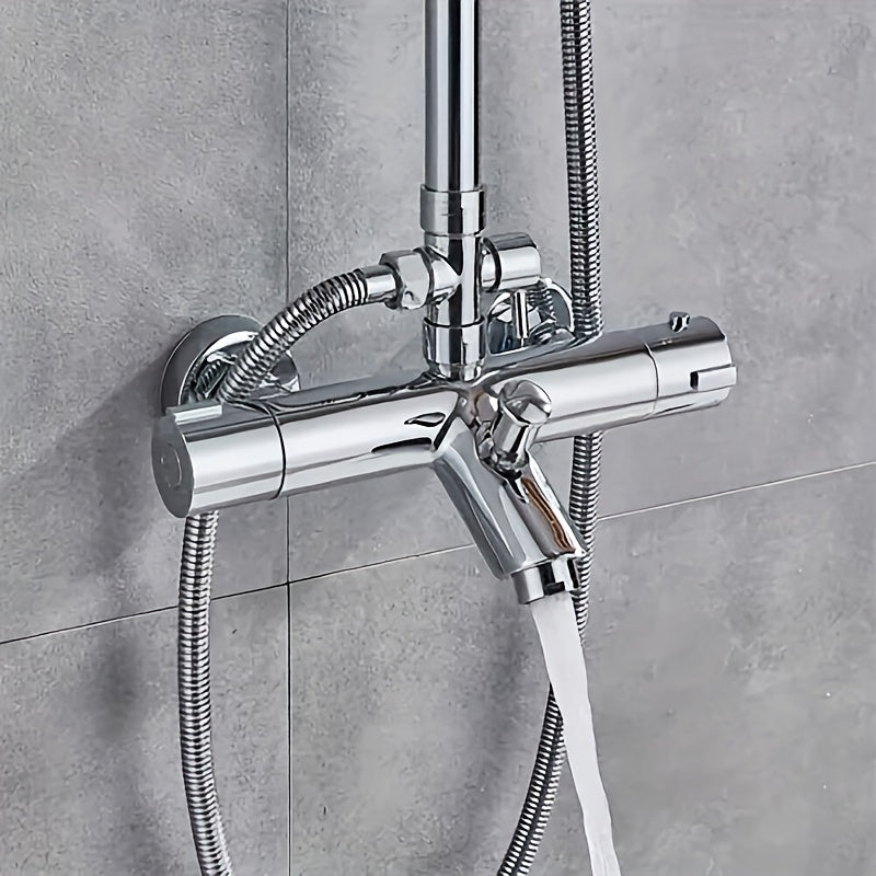 Douche Systeem – Regendouche – Handdouche – Douche Set – Badkamer Douche – Verstelbare Hoogte – Duurzaam Messing Metalen Constructie – Zilveren Afwerking