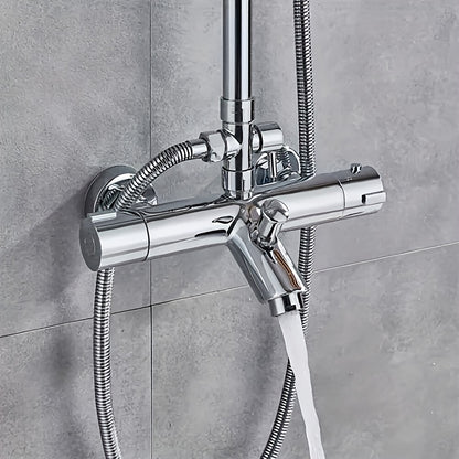 Douche Systeem – Regendouche – Handdouche – Douche Set – Badkamer Douche – Verstelbare Hoogte – Duurzaam Messing Metalen Constructie – Zilveren Afwerking