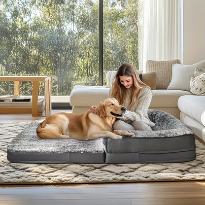 Hondenmand – Hondenbed – Hondenkussen – Dierenmand – Dogbed – Extra Groot 180x95x28 cm – Orthopedisch – Wasbare Afneembare Faux Fur Hoes
