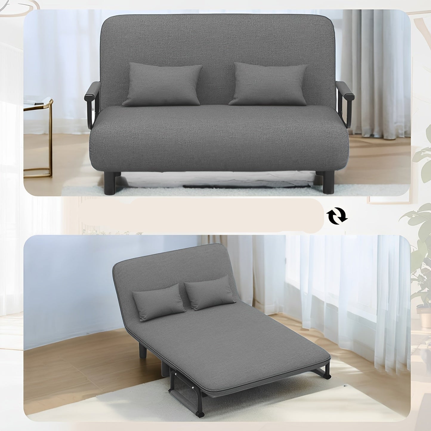 Loungestoel – Fauteuil – Relaxstoel – Bedstoel – Zitstoel – 5-Posities Verstelbare Rugleuning – Dikke Ademend Stof – Cloud Grey
