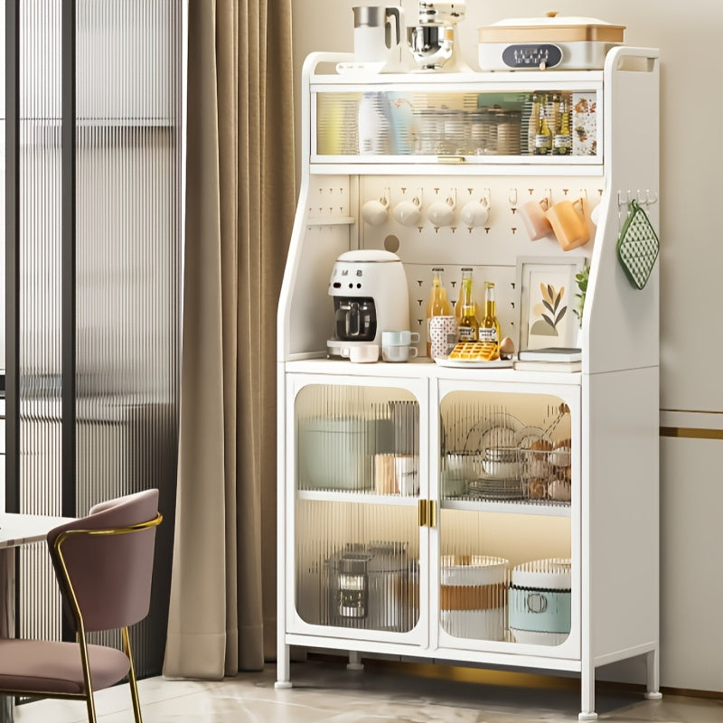 Keukenopberger – Kast – Buffetkast – Koffiebar – Opbergkast – Zwart Gietijzer – Instelbare Planken – Pegboard