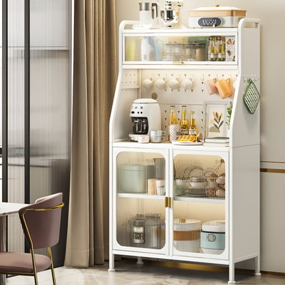 Keukenopberger – Kast – Buffetkast – Koffiebar – Opbergkast – Zwart Gietijzer – Instelbare Planken – Pegboard