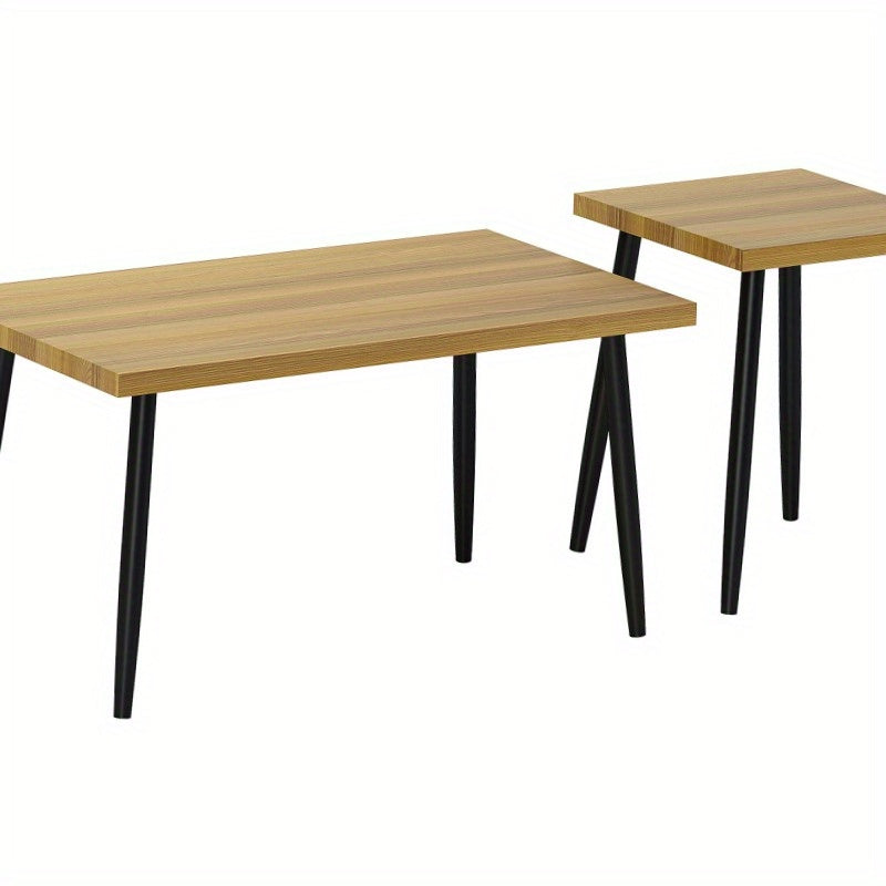 Salontafel – Koffietafel – Woonkamertafel – Bijzettafel – Tafeltje – Set van 2 – Robuust Stalen Frame – Vintage Design