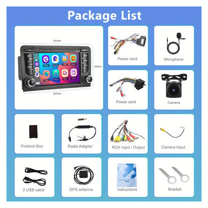 Double DIN Autoradio – Multimedia Systeem – Auto Radio – Navigatie Unit – Carplay Android Auto – 7 Inch HD Touchscreen – Draadloos CarPlay & Ahd Achteruitrijcamera
