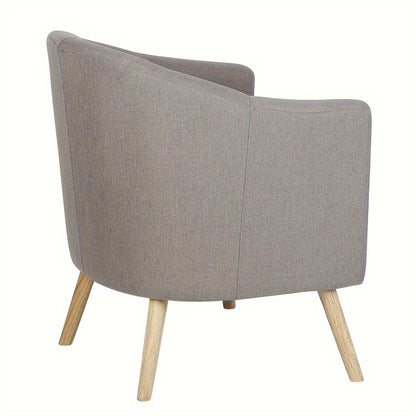 Fauteuil – Accentstoel – Eenpersoonsbank – Leunstoel – Relaxfauteuil – Linnen Bekleding – Comfortabele Katoenen Vulling – Beukenhouten Frame – Compact 64x60x70 cm