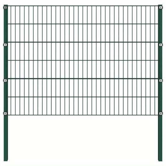 Green Iron Fence Panel with Poles Measuring 1.7X1.2 M, Both Removable And Sturdy.